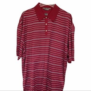 TIGER WOODS Burgundy Striped Golf Polo Shirt XL